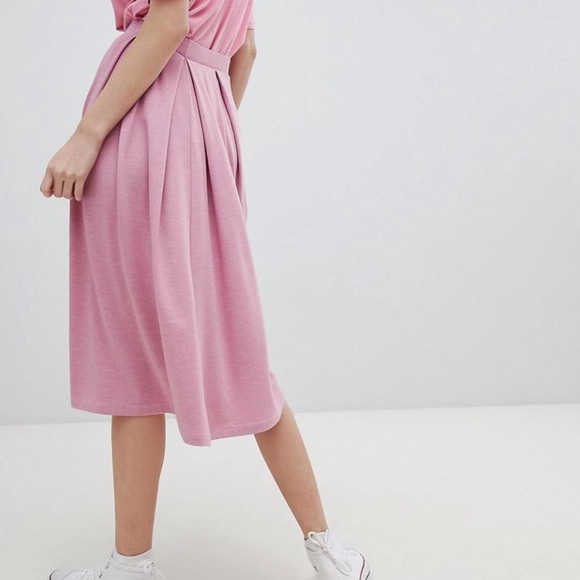 ASOS || box pleat pink midi skirt - Picture 2 of 5